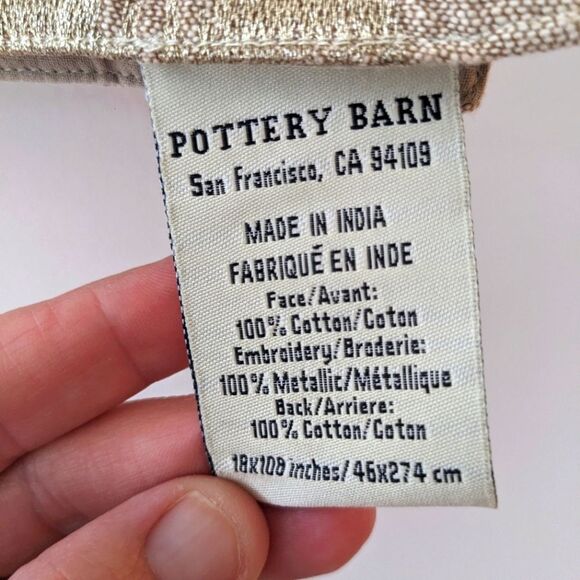 Pottery Barn tan and gold table runner 18 x 108 - Picture 3 of 4